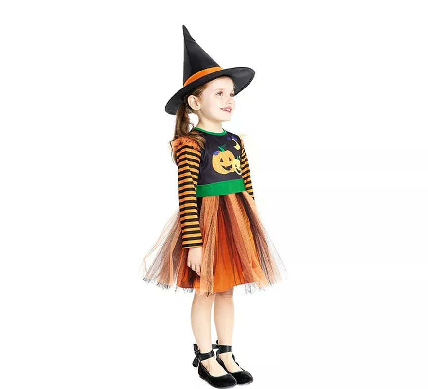 Disfraz de Brujita Calabaza con sombrero para bebé y niña