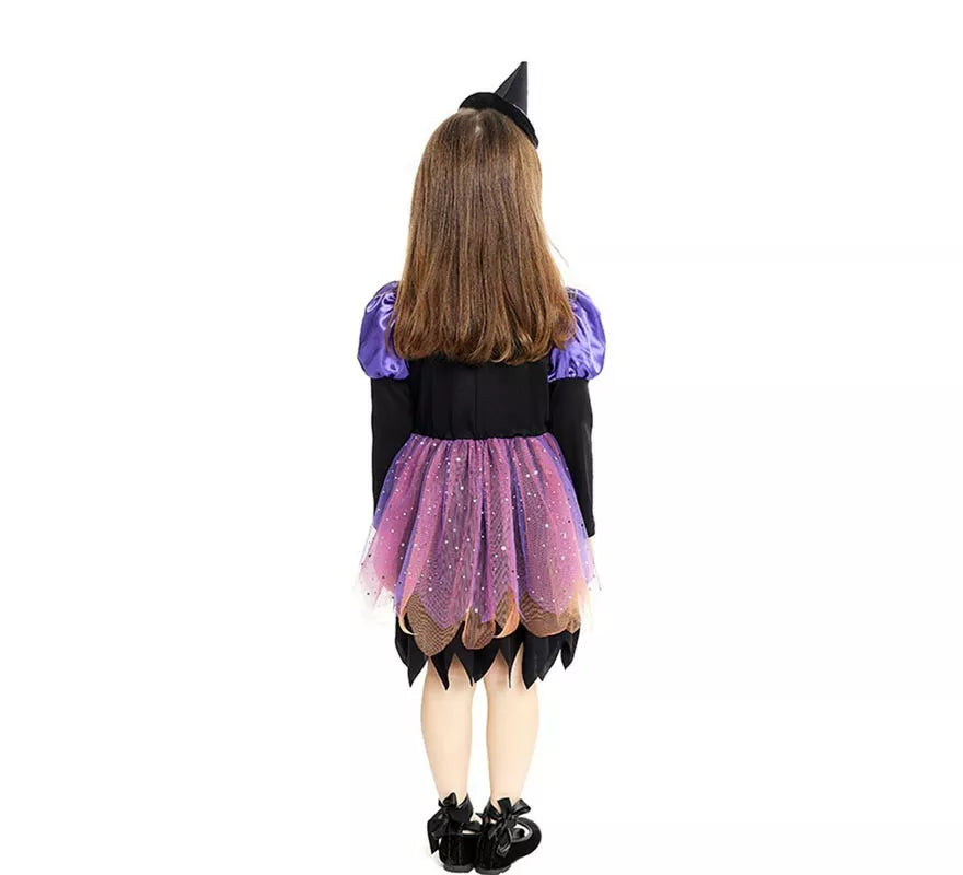 Disfraz de Brujita morada con diadema para bebé y niña