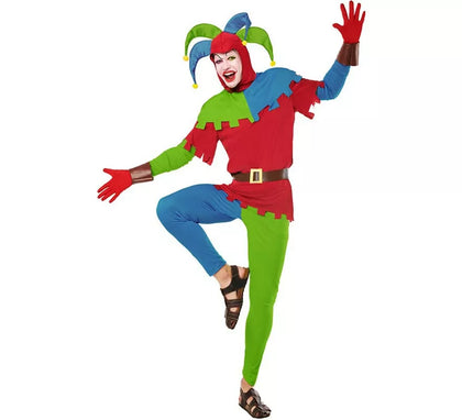 Disfraz de Bufón medieval colorido para hombre