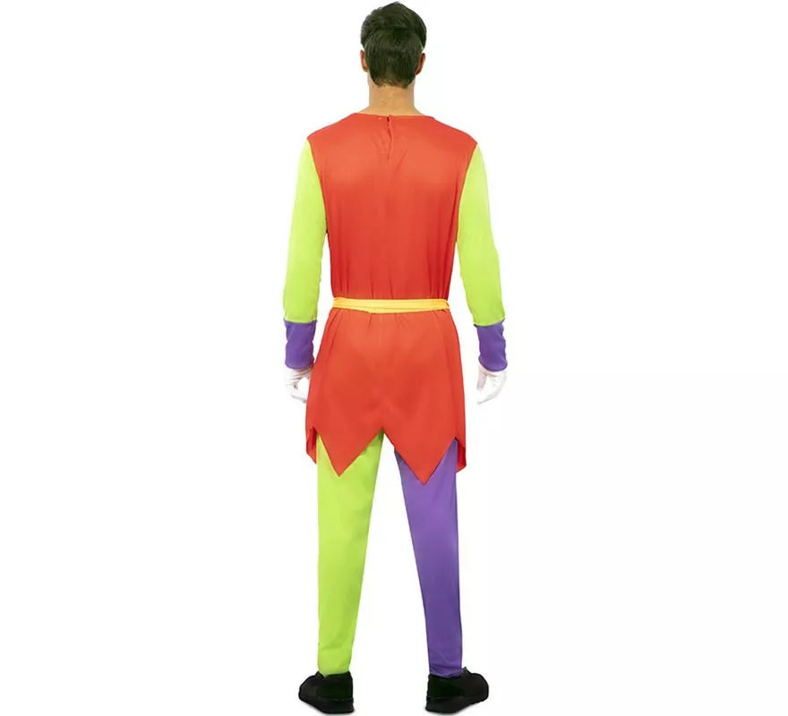Translation missing: en.Disfraz de Bufón multicolor con antifaz para hombre