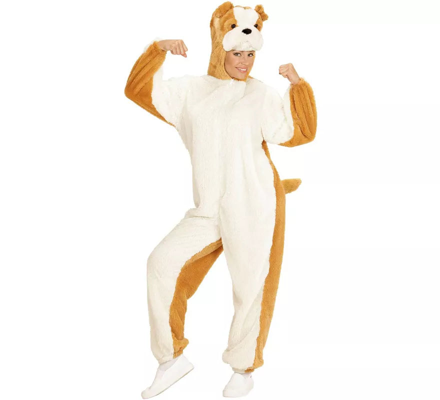 Disfraz de Bulldog Blanco en Peluche Suave para adulto