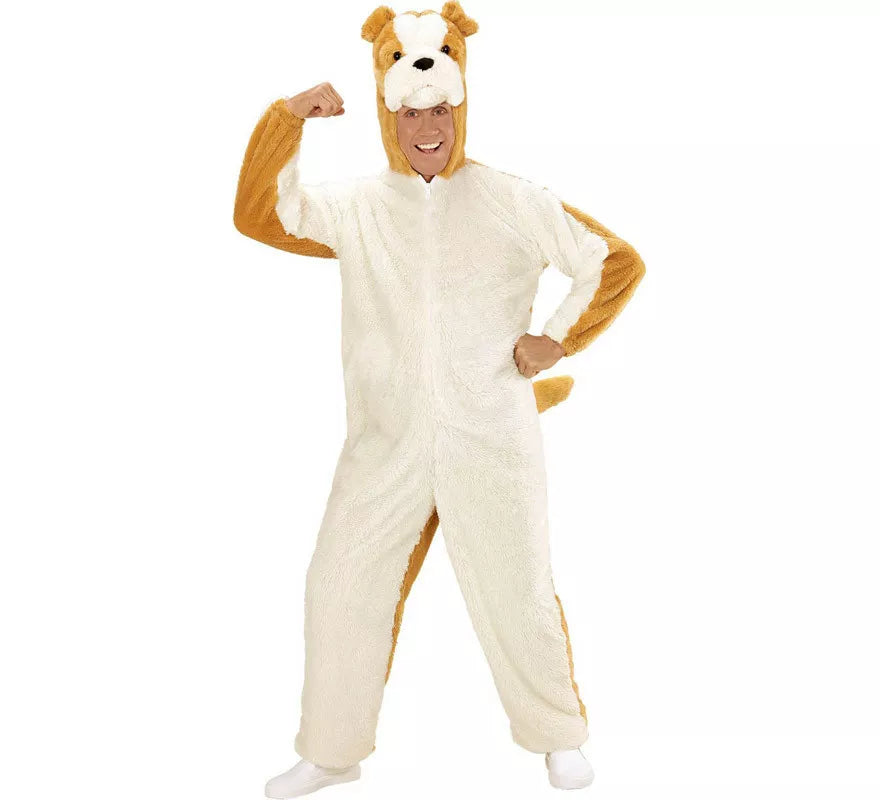 Translation missing: en.Disfraz de Bulldog Blanco en Peluche Suave para adulto