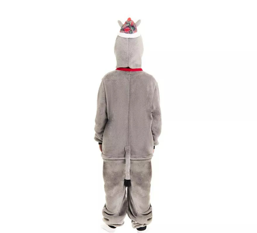 Translation missing: en.Disfraz de Burro Navideño Tartán con capucha para niños