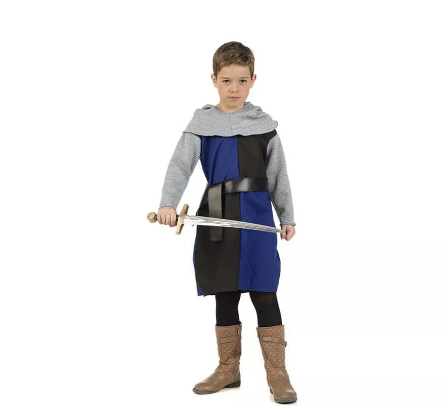 Translation missing: en.Disfraz de Caballero Medieval Azul y Negro para niño