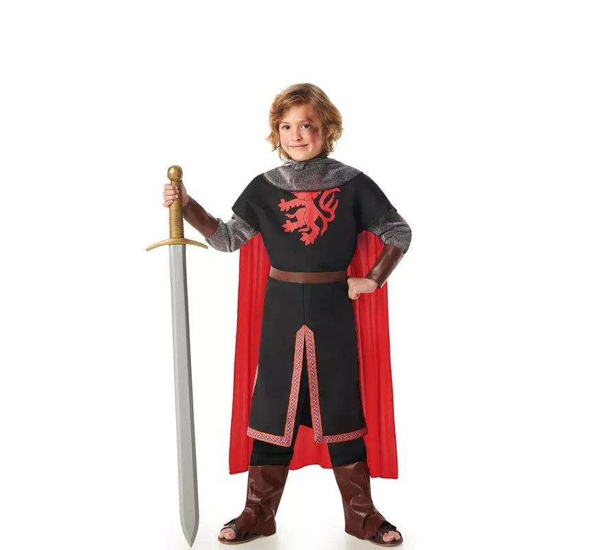 Disfraz de Caballero Medieval León negro para niños