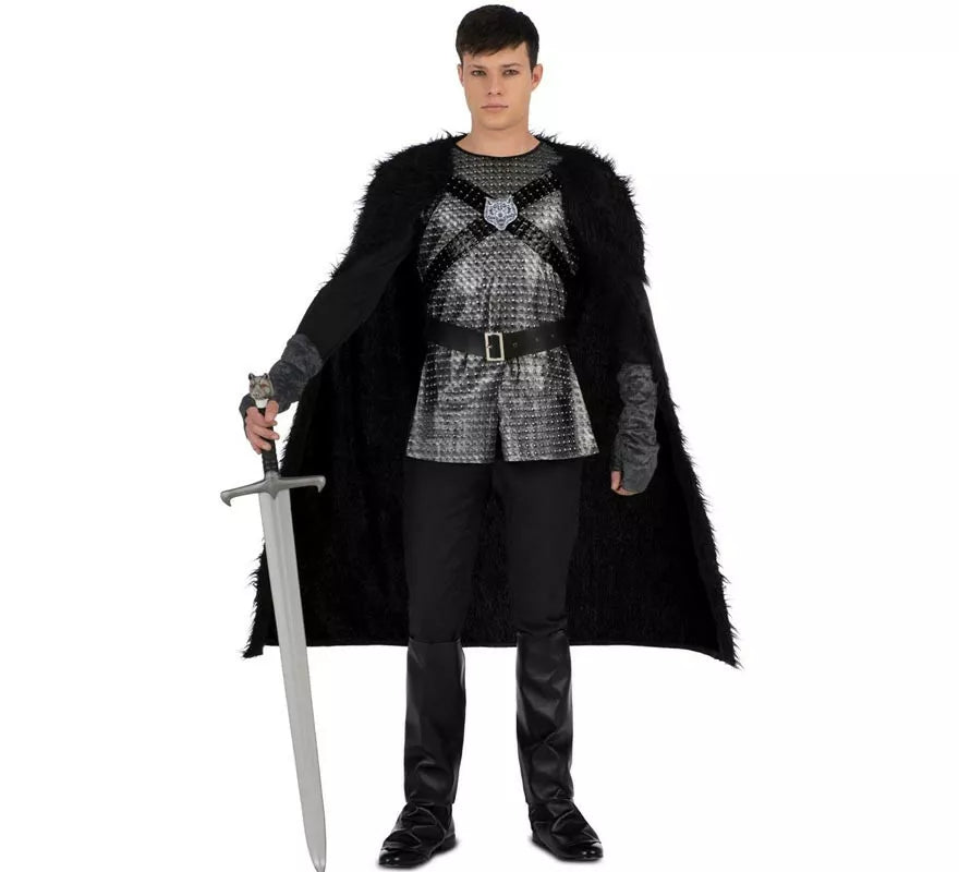 Disfraz de Caballero Medieval negro con capa para hombre