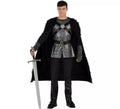 Disfraz de Caballero Medieval negro con capa para hombre