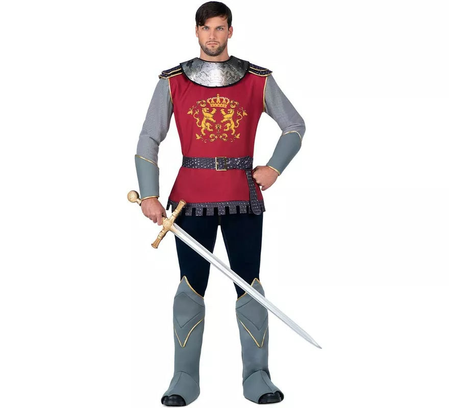 Translation missing: en.Disfraz de Caballero Medieval rojo y gris para hombre