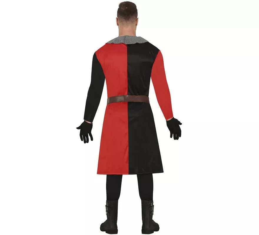 Disfraz de Caballero Medieval rojo y negro para hombre