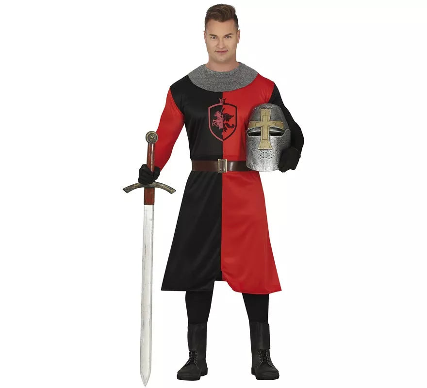 Translation missing: en.Disfraz de Caballero Medieval rojo y negro para hombre