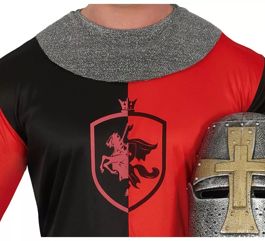 Translation missing: en.Disfraz de Caballero Medieval rojo y negro para hombre