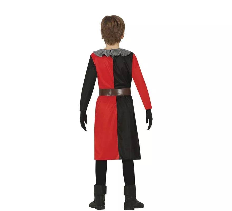 Translation missing: en.Disfraz de Caballero Medieval rojo y negro para niño