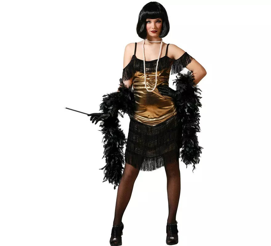Translation missing: en.Disfraz de Cabaret negro y dorado para mujer