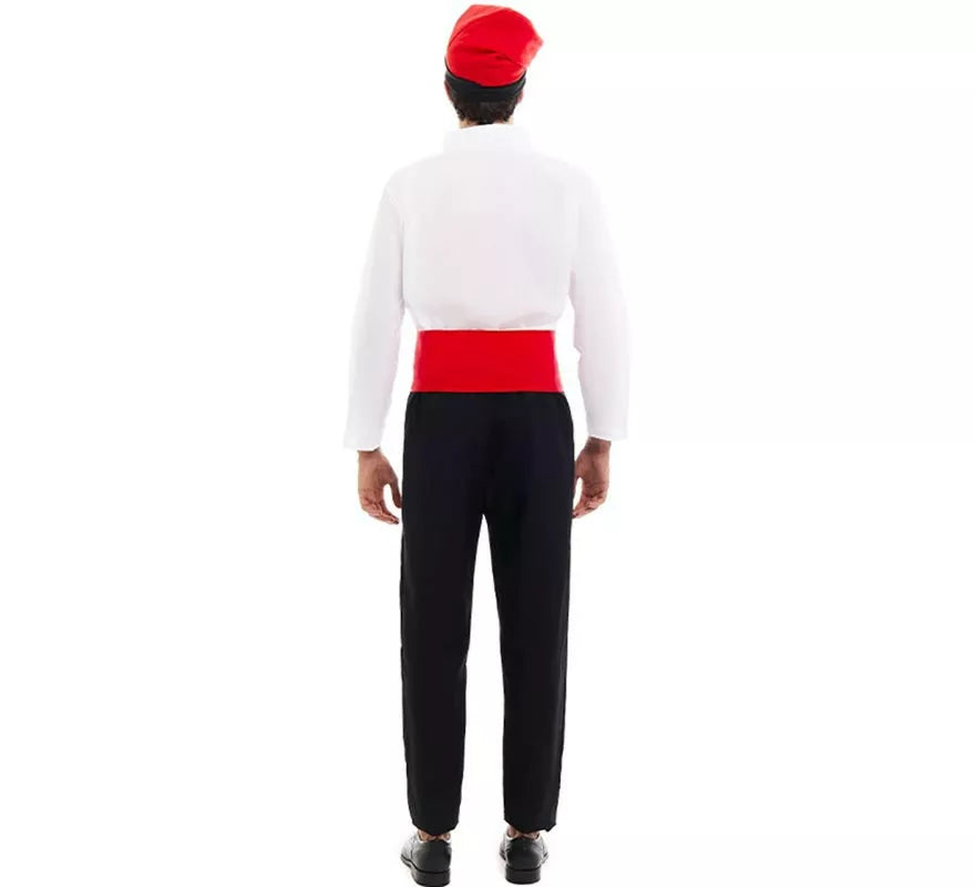 Translation missing: en.Disfraz de Caganer blanco y negro con fajín para hombre