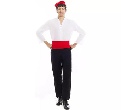 Disfraz de Caganer blanco y negro con fajín para hombre