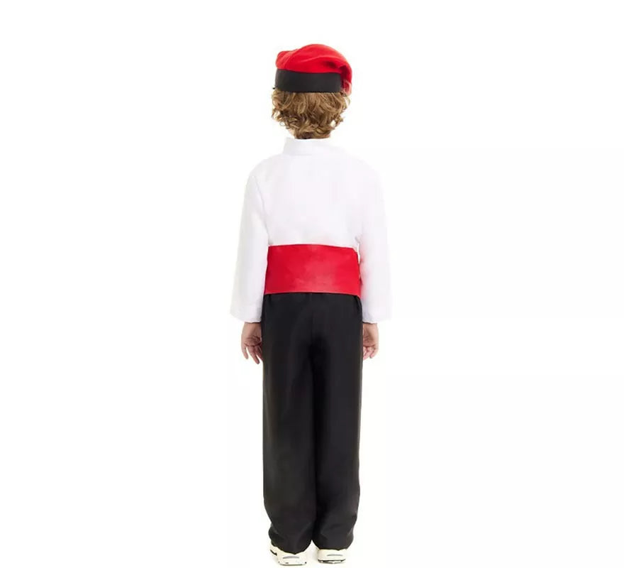 Translation missing: en.Disfraz de Caganer blanco y negro con fajín para niño