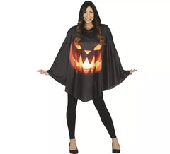 Pumpkin Costume in Black Poncho for Women