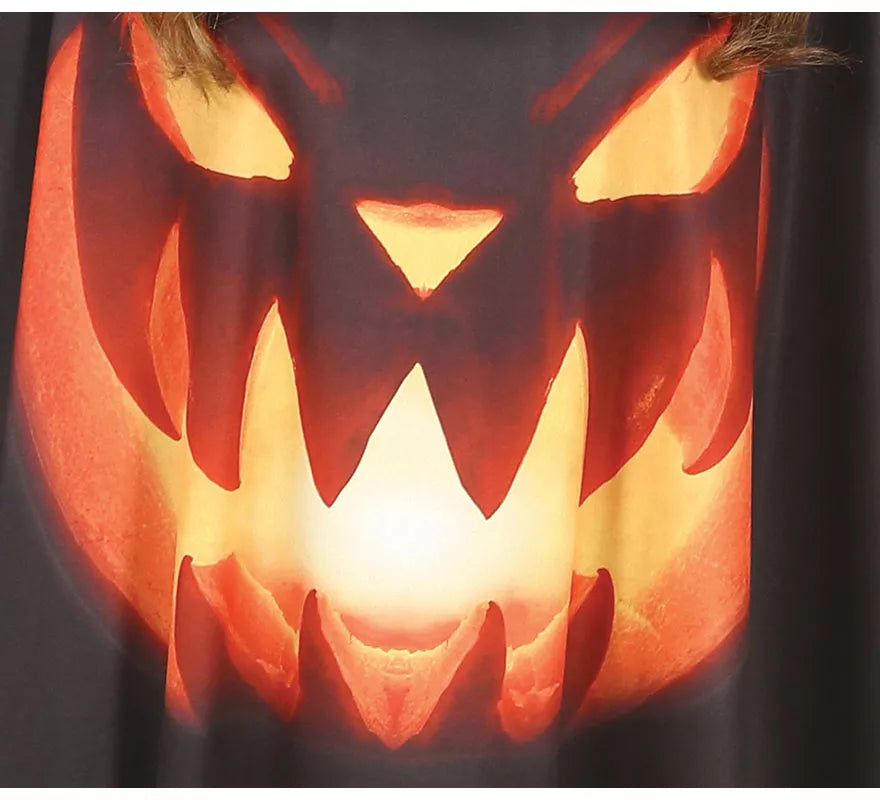 Disfraz de Calabaza en Poncho Negro para mujer