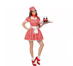 Red 1950s Waitress Costume for Women