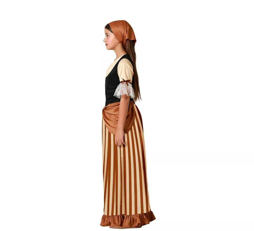 Disfraz de Campesina Medieval Marrón para niña
