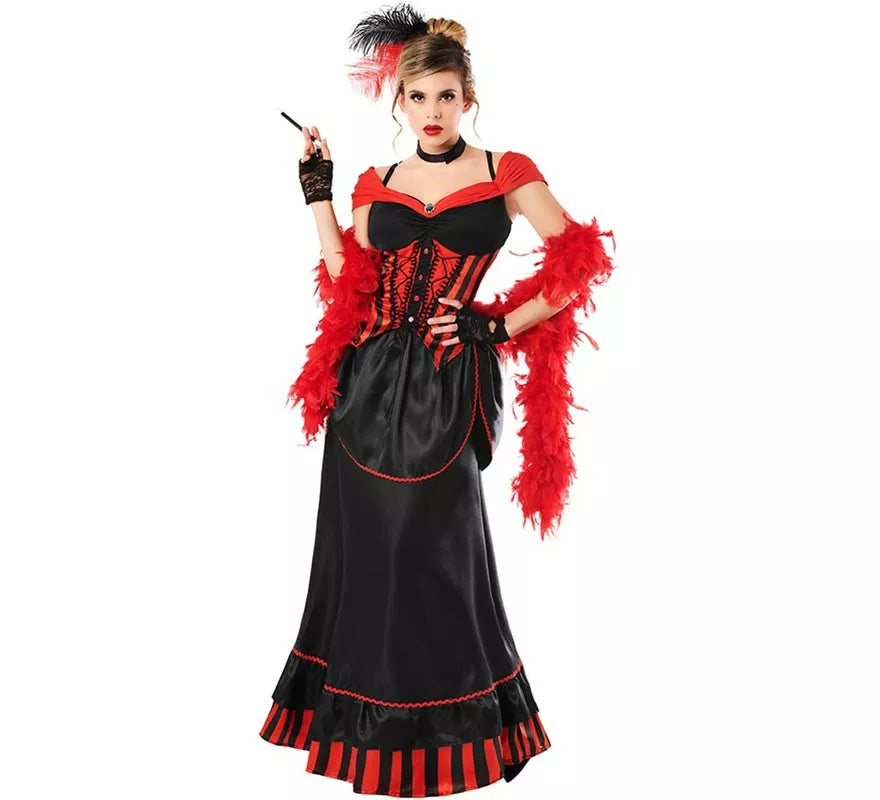 Translation missing: en.Disfraz de Can Can Glamurosa rojo y negro para mujer