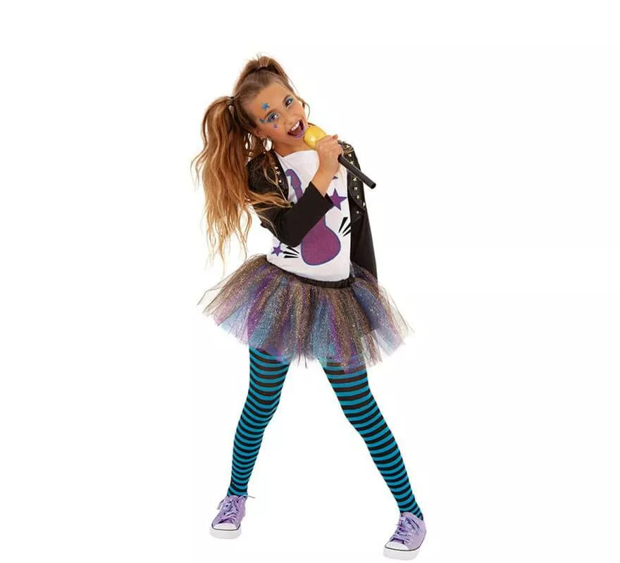 Translation missing: en.Disfraz de Cantante Pop Azul para niña