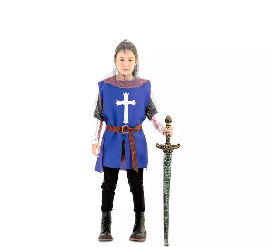 Disfraz de Capa Guerrero Medieval Azul para niños