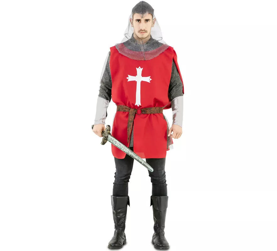 Disfraz de Capa Guerrero Medieval Roja para hombre