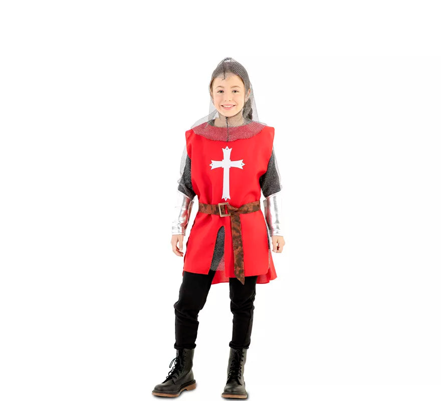 Disfraz de Capa Guerrero Medieval Roja para niños