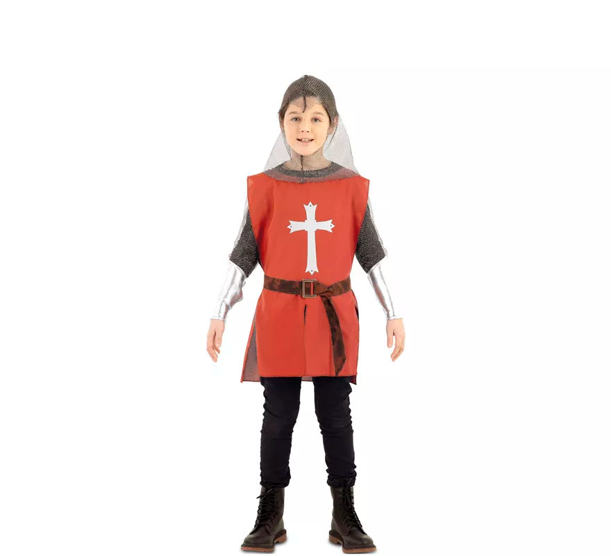 Translation missing: en.Disfraz de Capa Guerrero Medieval Roja para niños