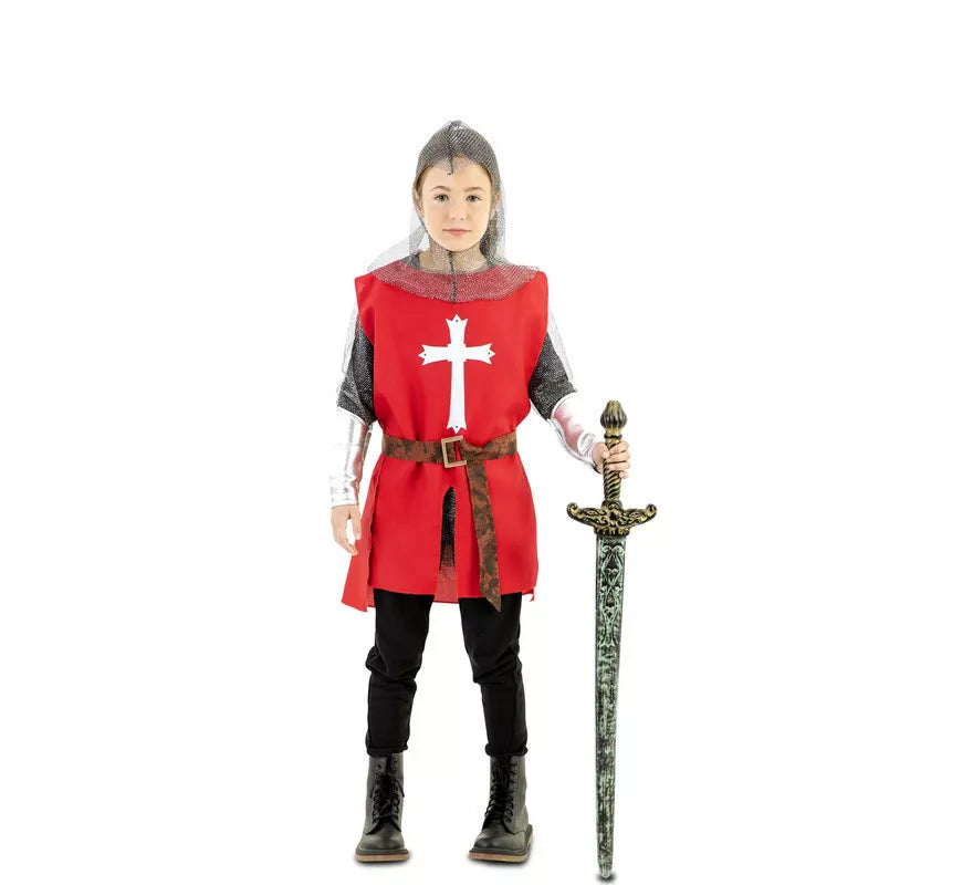Disfraz de Capa Guerrero Medieval Roja para niños