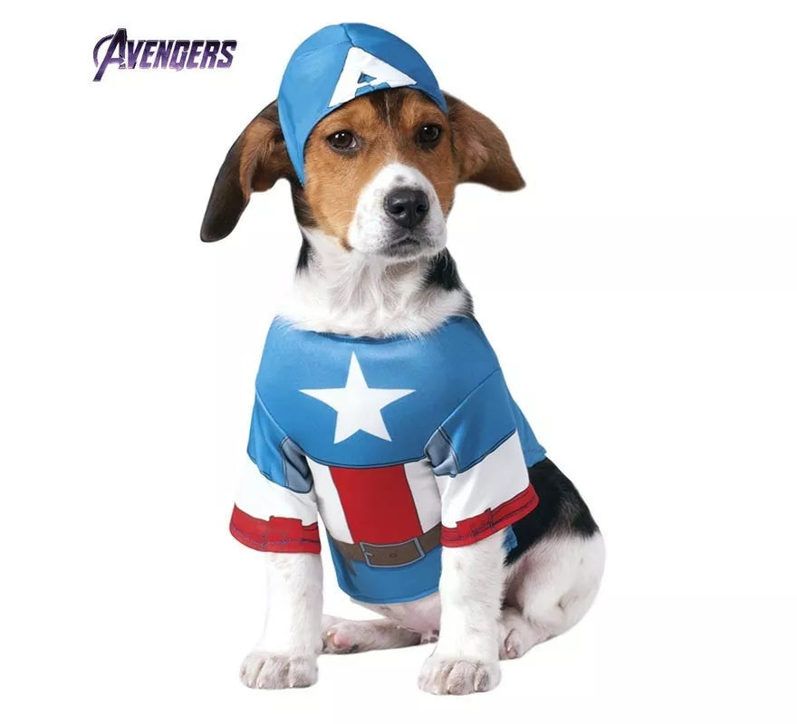 Translation missing: en.Disfraz de Capitán América con gorro para perro