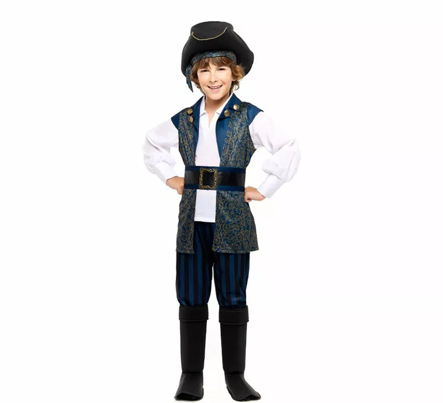 Translation missing: en.Disfraz de Capitán Pirata azul para niño