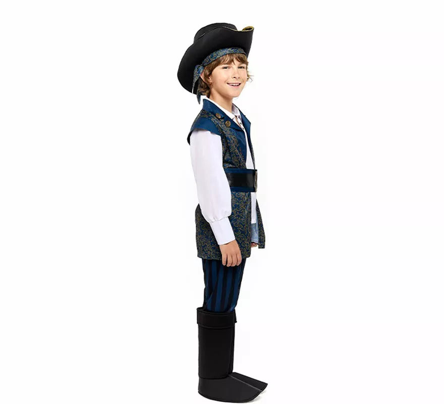 Disfraz de Capitán Pirata azul para niño