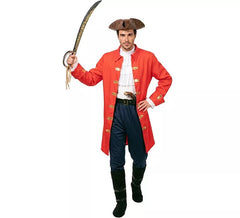 Red Pirate Captain Costume with Belt for Men