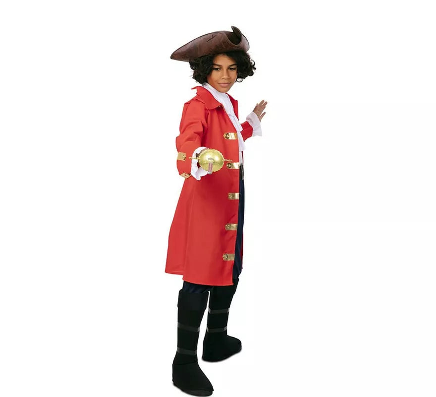 Disfraz de Capitán Pirata rojo con cinturón para niño