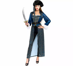 Blue Pirate Captain Costume for Women