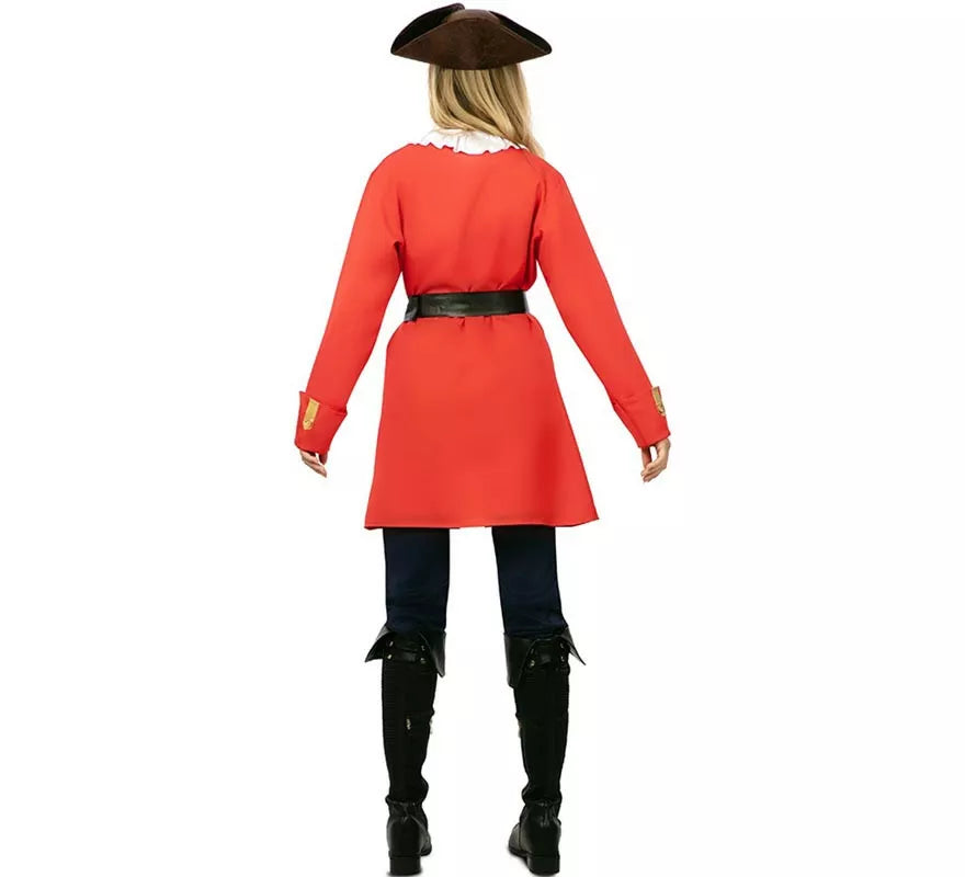 Disfraz de Capitana Pirata roja con cinturón para mujer