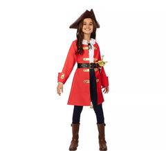 Red Pirate Captain Costume with Belt for Girls