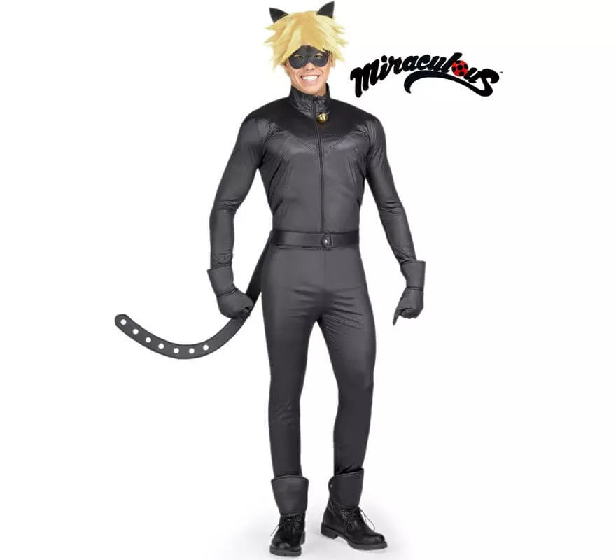 Translation missing: en.Disfraz de Cat Noir de Miraculous Ladybug con peluca para hombre