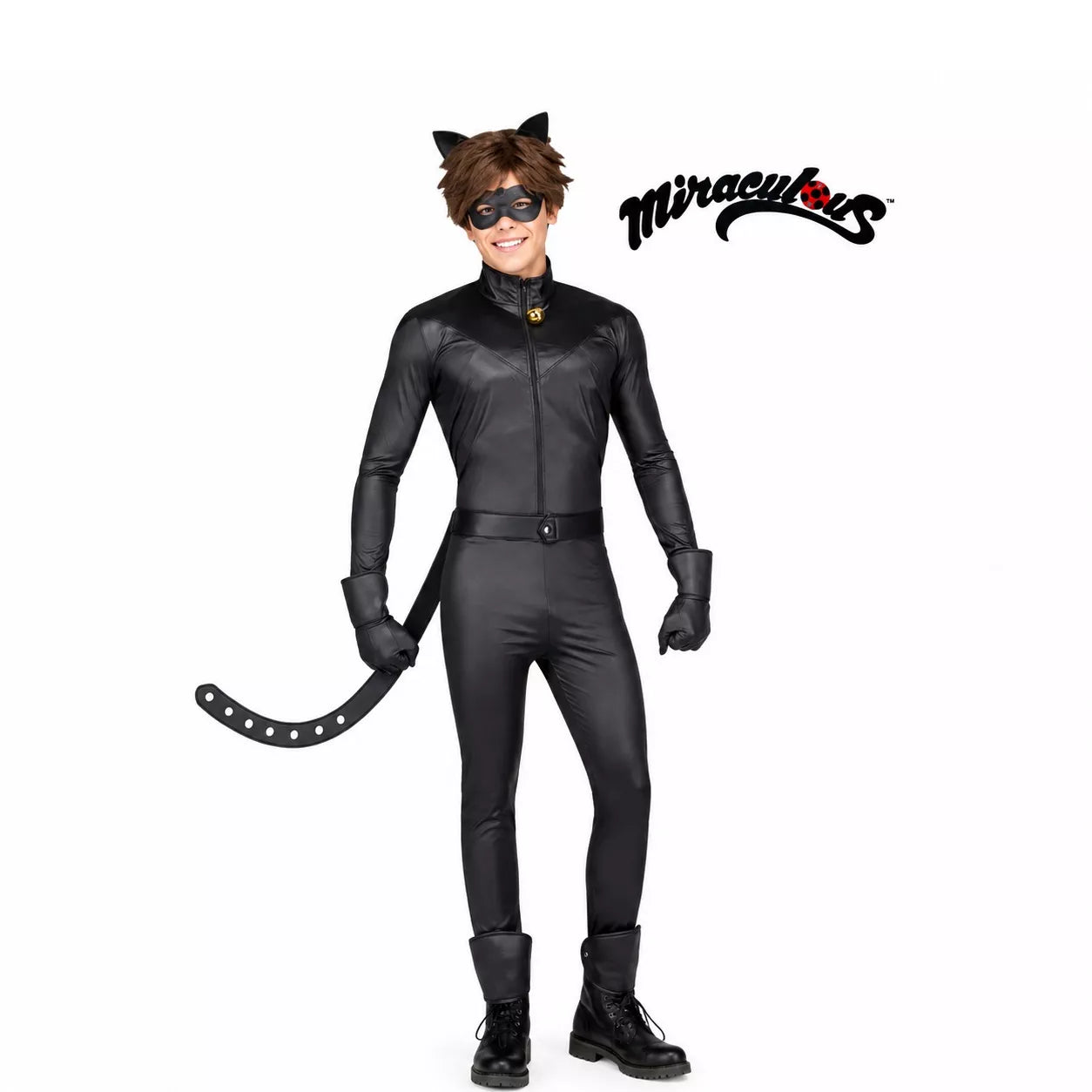 Translation missing: it.Disfraz de Cat Noir de Miraculous Ladybug con peluca para hombre