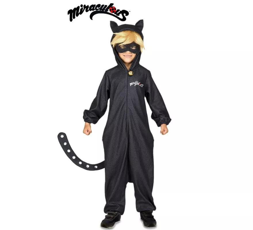 Translation missing: en.Disfraz de Cat Noir Pijama de Miraculous Ladybug con peluca para niño
