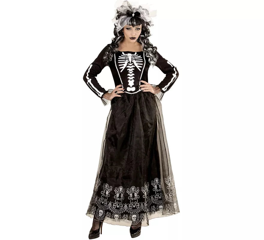 Disfraz de Catrina Blanco y Negro para mujer