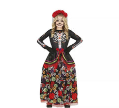 Catrina costume with long printed skirt for girl