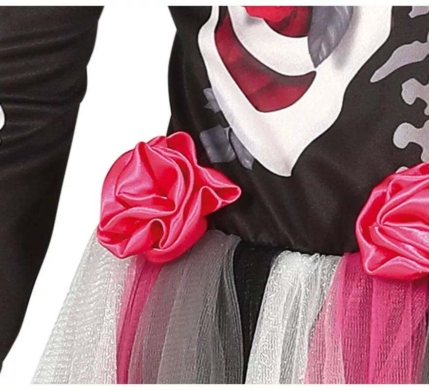 Disfraz de Catrina con Falda Rosas en Tul para niña