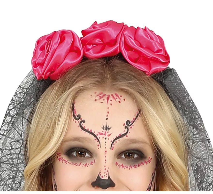 Disfraz de Catrina con Falda Rosas en Tul para niña