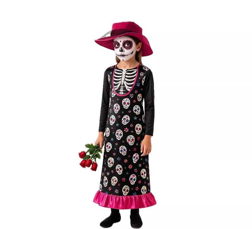 Translation missing: en.Disfraz de Catrina con Sombrero para niña