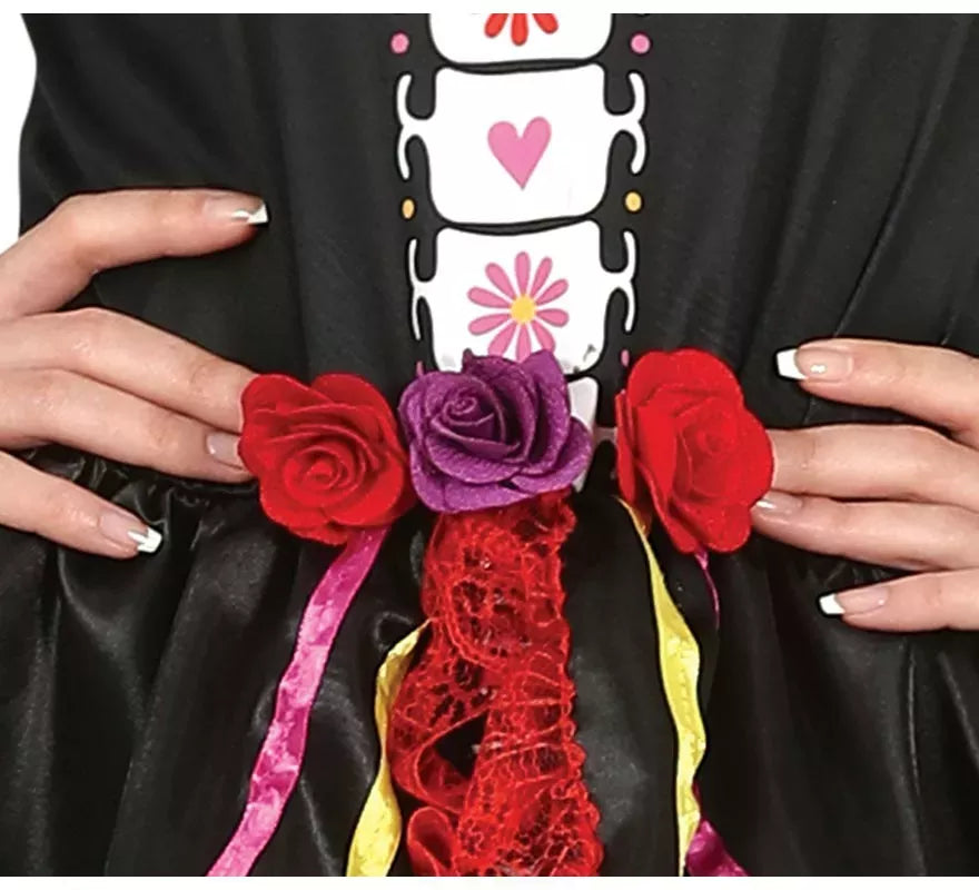 Disfraz de Catrina con vestido estampado para mujer