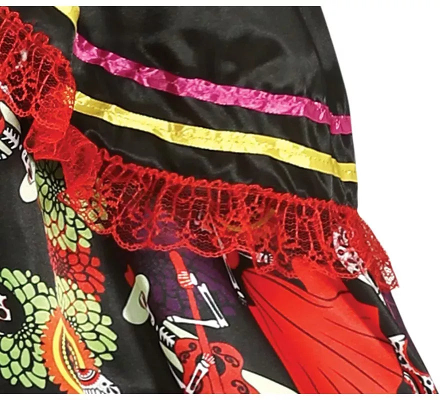 Disfraz de Catrina con vestido estampado para mujer