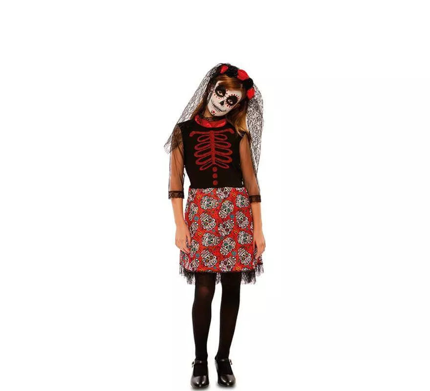 Disfraz de Catrina Roja para niña